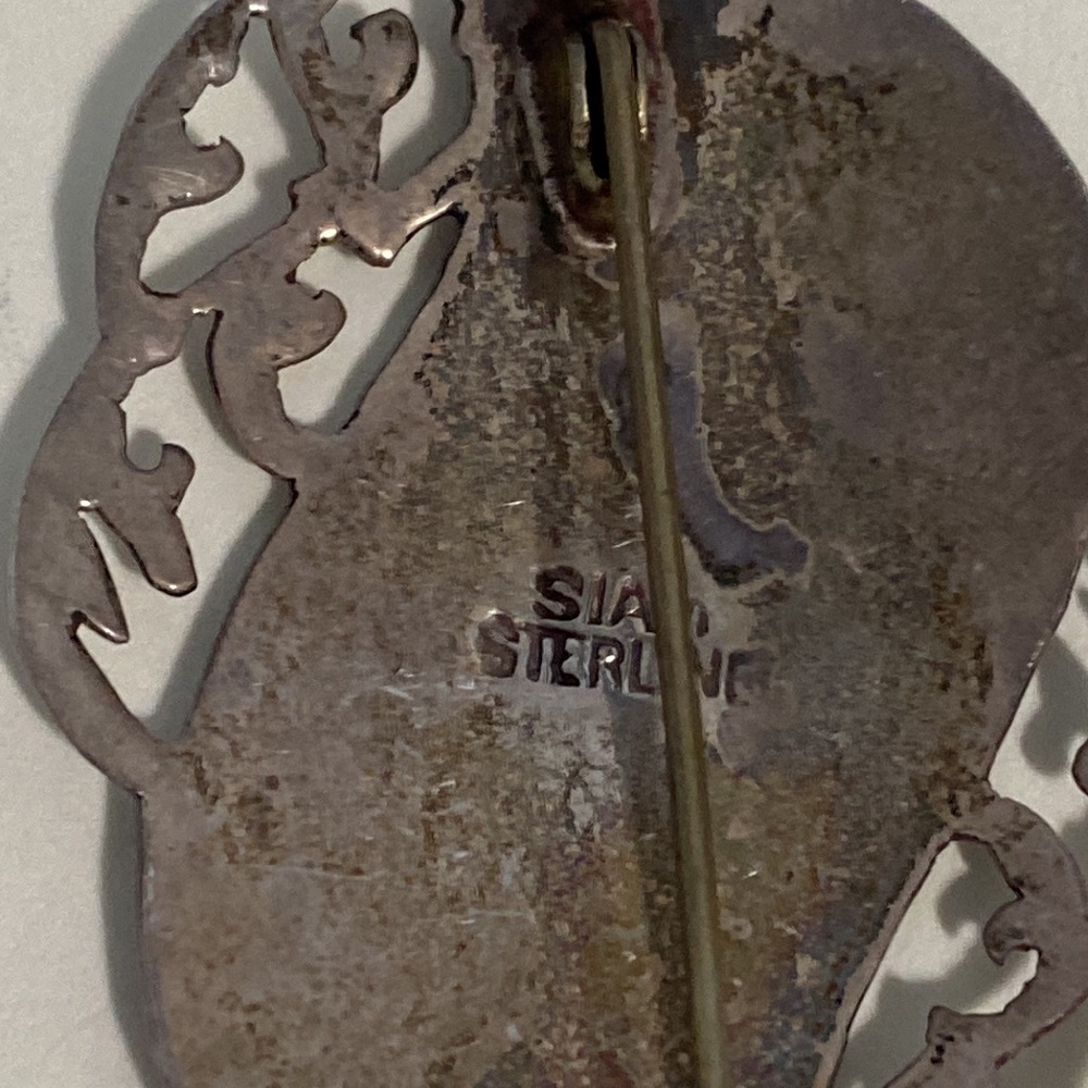 VTG Sterling Silver Niello Siam Pendant Brooch - Picture 6 of 8